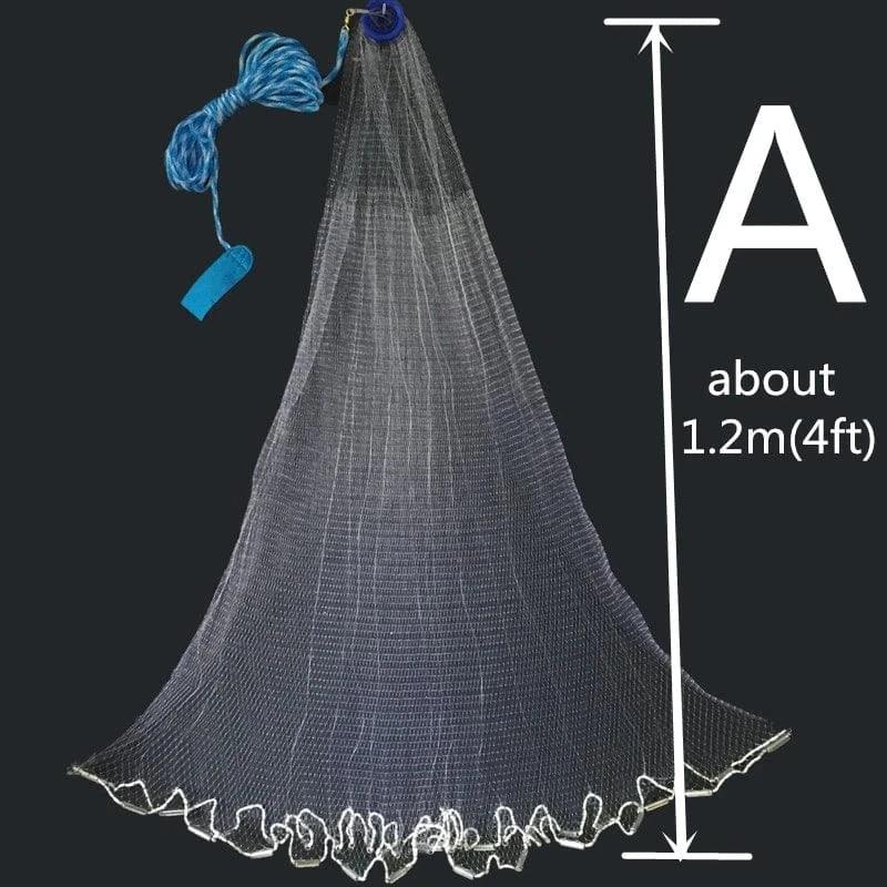 China Fishing Net A240 1.2-3.6m With Sinker or Without Sinker Catch Fishing Net USA Cast Nets Water Hand Throw Fly Fish Network Small Grid Tool