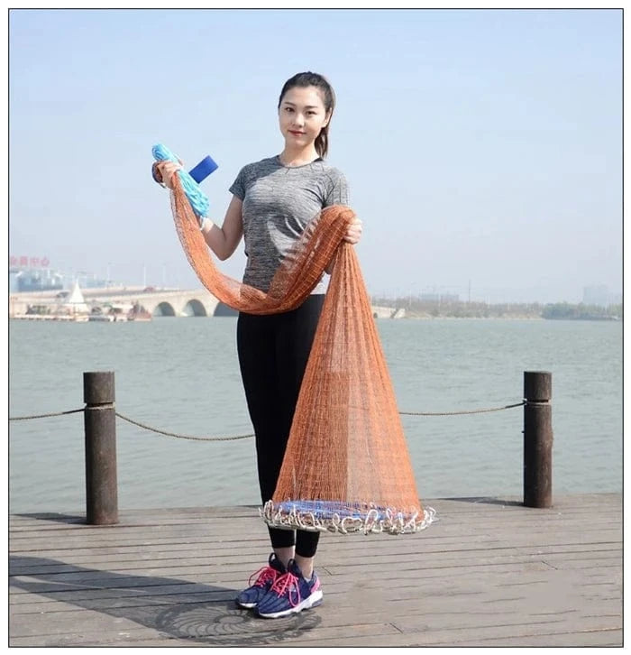 China Fishing Nets Finefish Height 1.2-3.6M Hand Throw Network With Ring Gillnet Easy USA Cast Nets Catch Fishing Net Small Mesh Hunting Fish Gear