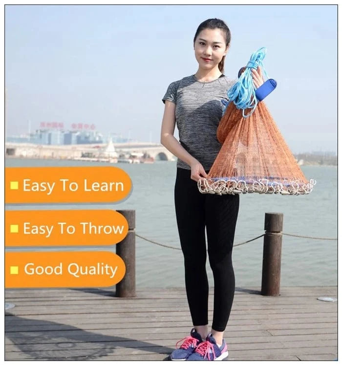 China Fishing Nets Finefish Height 1.2-3.6M Hand Throw Network With Ring Gillnet Easy USA Cast Nets Catch Fishing Net Small Mesh Hunting Fish Gear