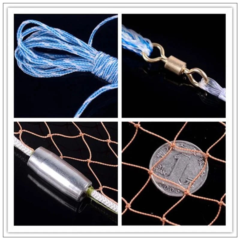 China Fishing Nets Finefish Height 1.2-3.6M Hand Throw Network With Ring Gillnet Easy USA Cast Nets Catch Fishing Net Small Mesh Hunting Fish Gear
