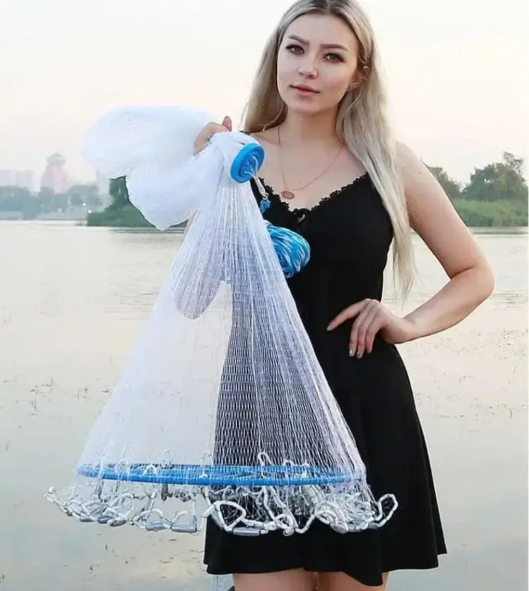 China Fishing Nets USA Style Easy Throw Cast Nets Strong Line Catch Fishing Net With Disc Small Mesh Hand Throw Network Outdoor Hunting Tool
