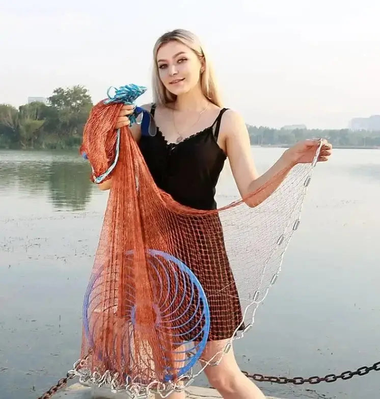 China Fishing Nets USA Style Easy Throw Cast Nets Strong Line Catch Fishing Net With Disc Small Mesh Hand Throw Network Outdoor Hunting Tool