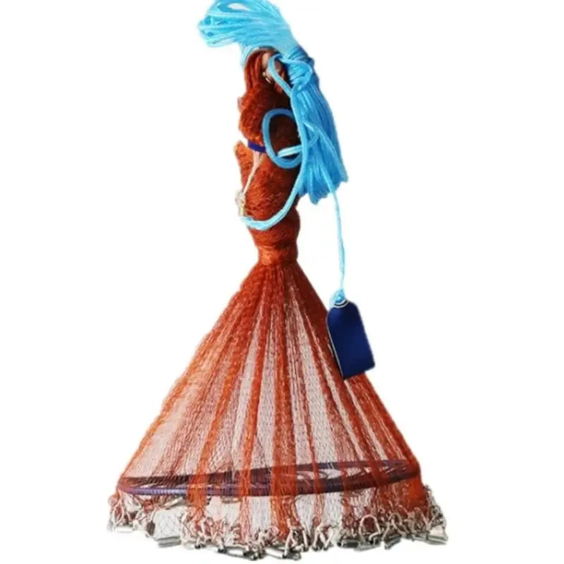 China Fishing Nets USA Style Easy Throw Cast Nets Strong Line Catch Fishing Net With Disc Small Mesh Hand Throw Network Outdoor Hunting Tool