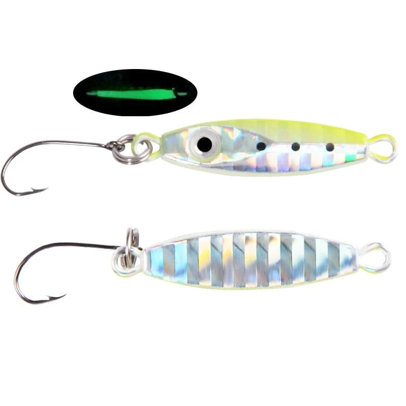 China Hooks China green / 3g 1PCS Micro Metal Jig Fishing Lures 3g/6g Shore Casting Jigging Spoon Saltwater Artificial Bait Fishing Accessories