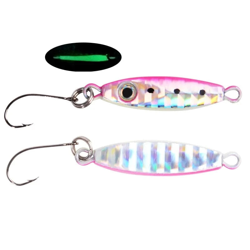 China Hooks China pink / 3g 1PCS Micro Metal Jig Fishing Lures 3g/6g Shore Casting Jigging Spoon Saltwater Artificial Bait Fishing Accessories