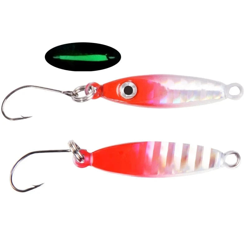 China Hooks China red white / 6g 1PCS Micro Metal Jig Fishing Lures 3g/6g Shore Casting Jigging Spoon Saltwater Artificial Bait Fishing Accessories