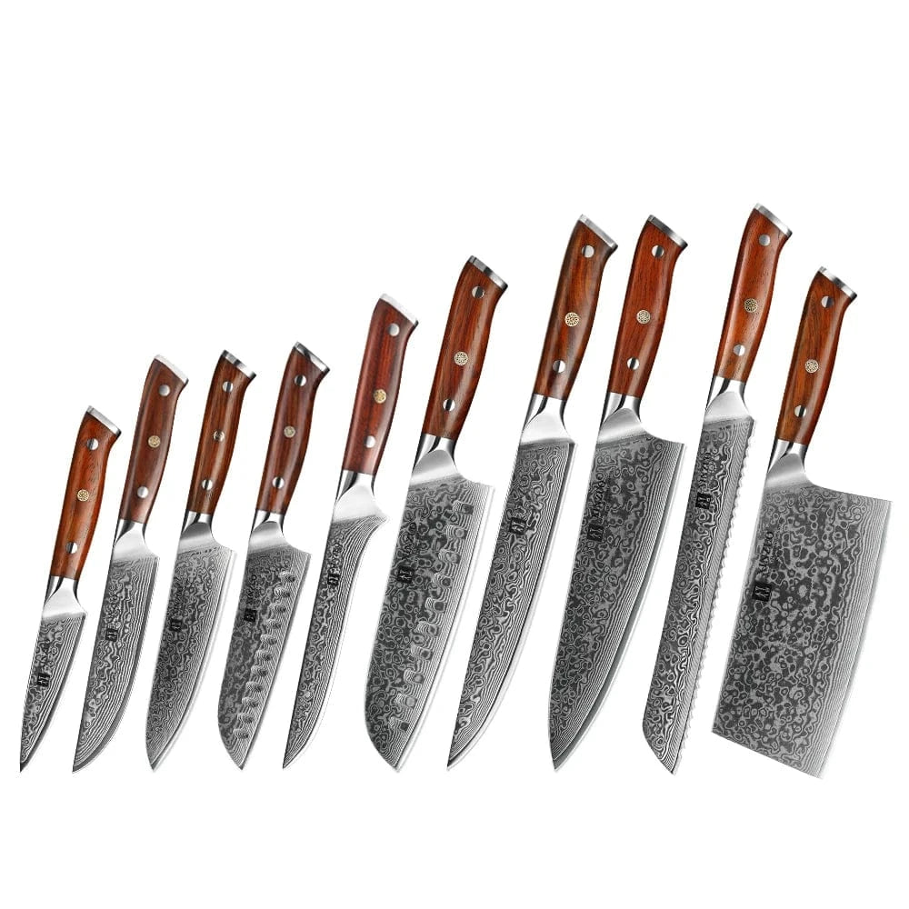 China Kitchen Knife 10 PCS Knife Set XINZUO 1-10 PCS Kitchen Knife 67 Layers Damascus Steel Chef