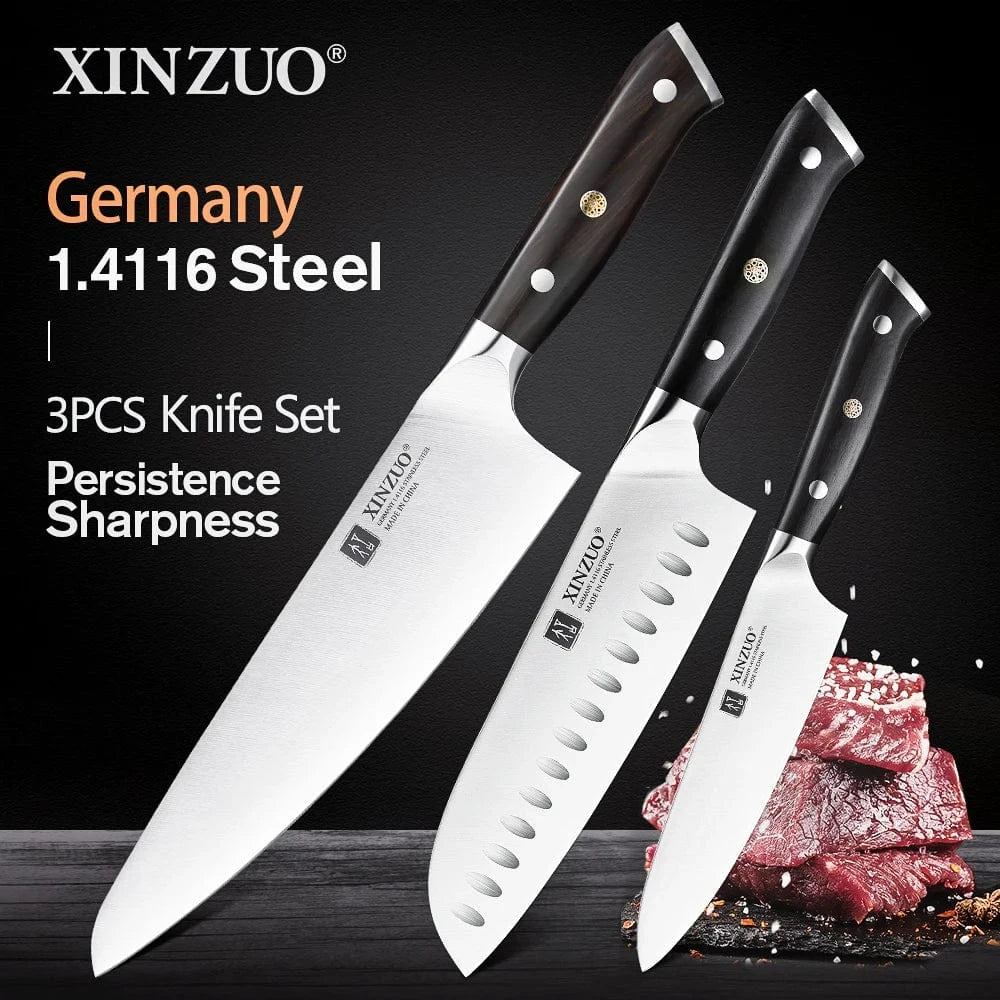 China Kitchen Knife 3PC / CHINA XINZUO 1pcs-5pcs Kitchen Knives Set