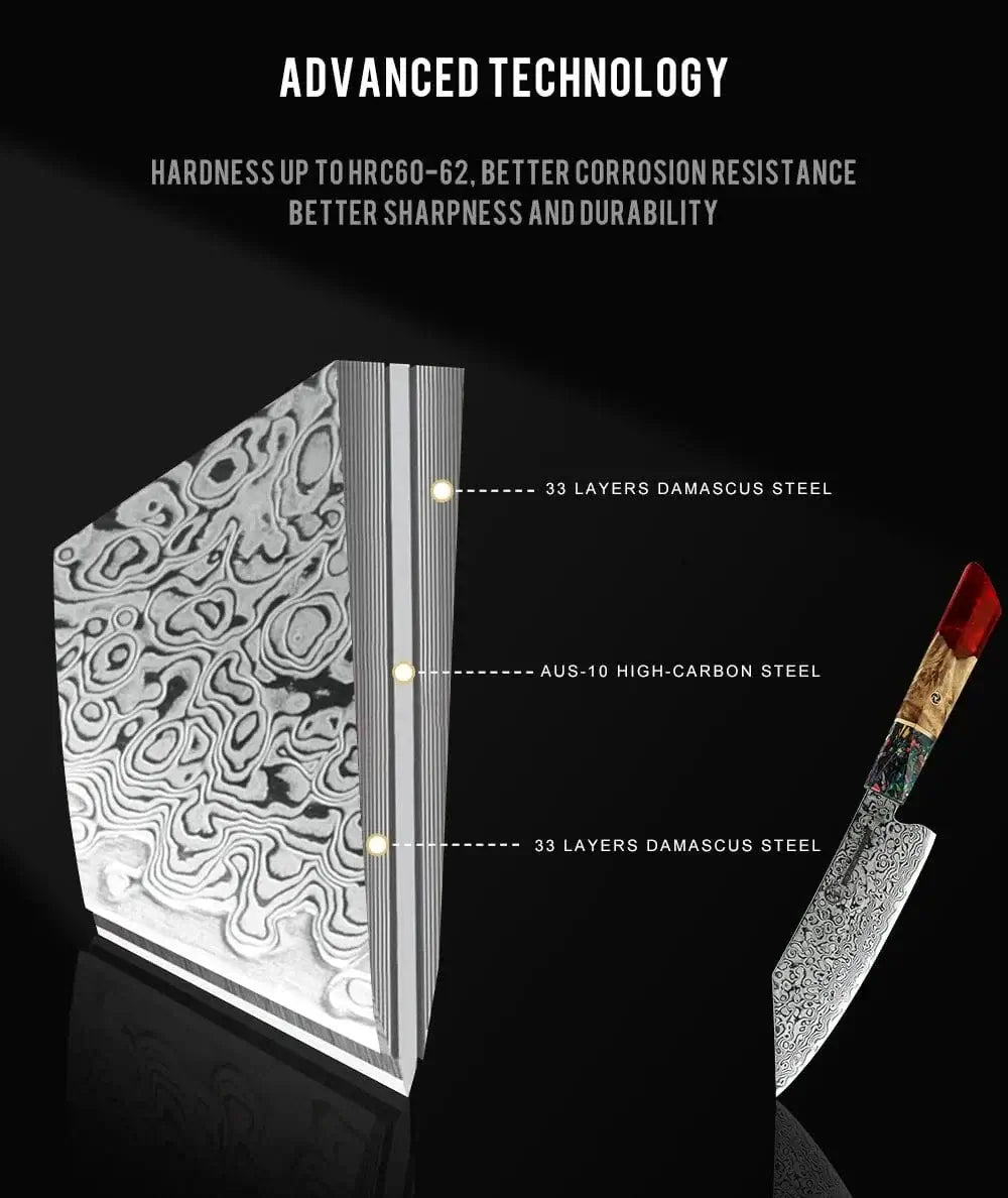 China Kitchen Knife Chef Knife Japanese Damascus AUS-10