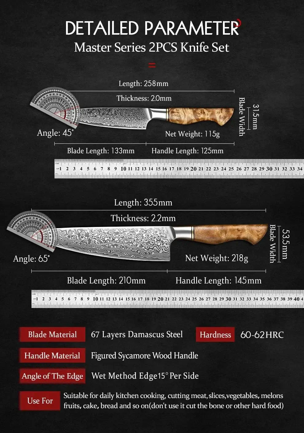 China Kitchen Knife HEZHEN 2PC Knife Set