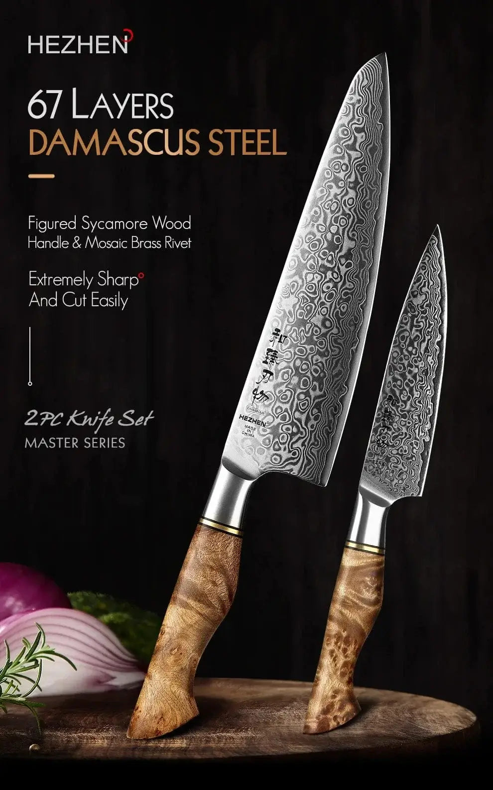 China Kitchen Knife HEZHEN 2PC Knife Set
