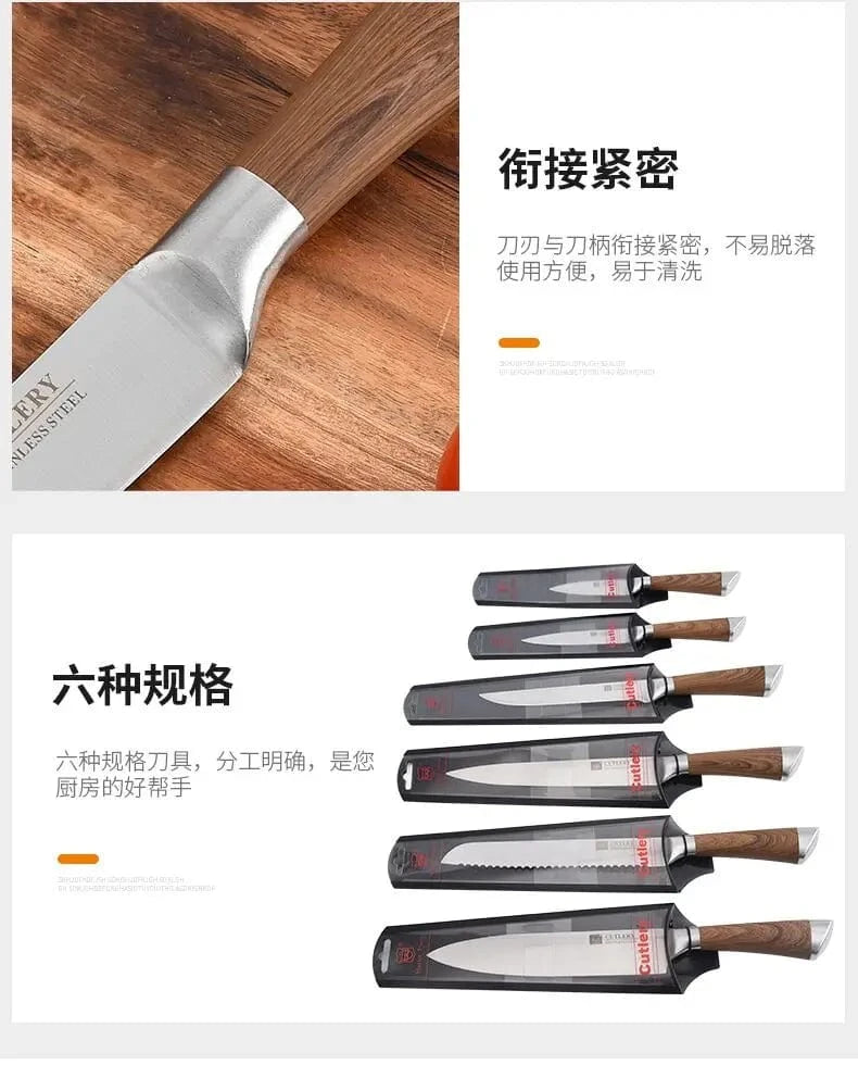 China Kitchen Knife Stainless Steel Knife Set Kitchen Knives 6 Pcs Set