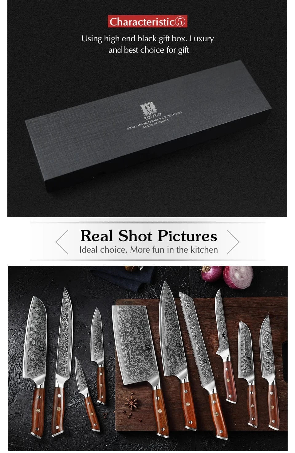 China Kitchen Knife XINZUO 1-10 PCS Kitchen Knife 67 Layers Damascus Steel Chef
