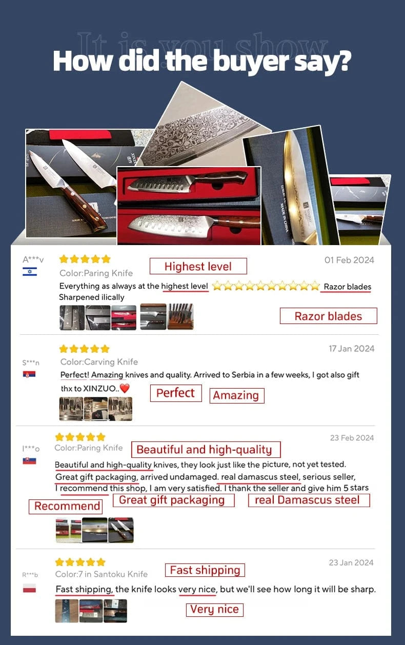 China Kitchen Knife XINZUO 1-10 PCS Kitchen Knife 67 Layers Damascus Steel Chef