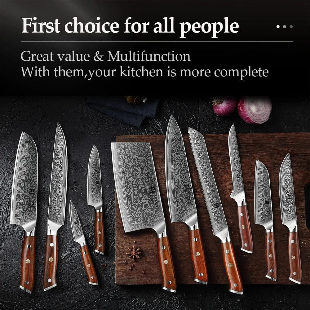 China Kitchen Knife XINZUO 1-10 PCS Kitchen Knife 67 Layers Damascus Steel Chef