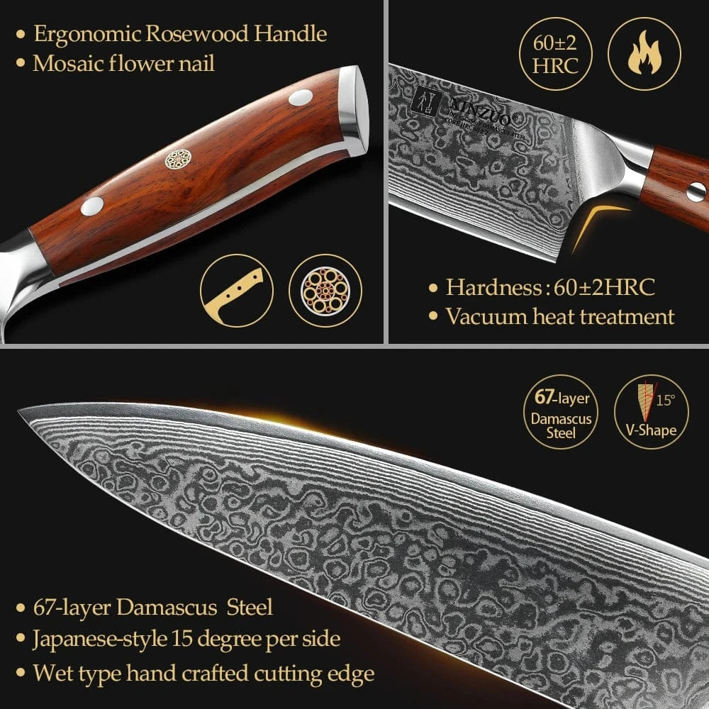 China Kitchen Knife XINZUO 1-10 PCS Kitchen Knife 67 Layers Damascus Steel Chef