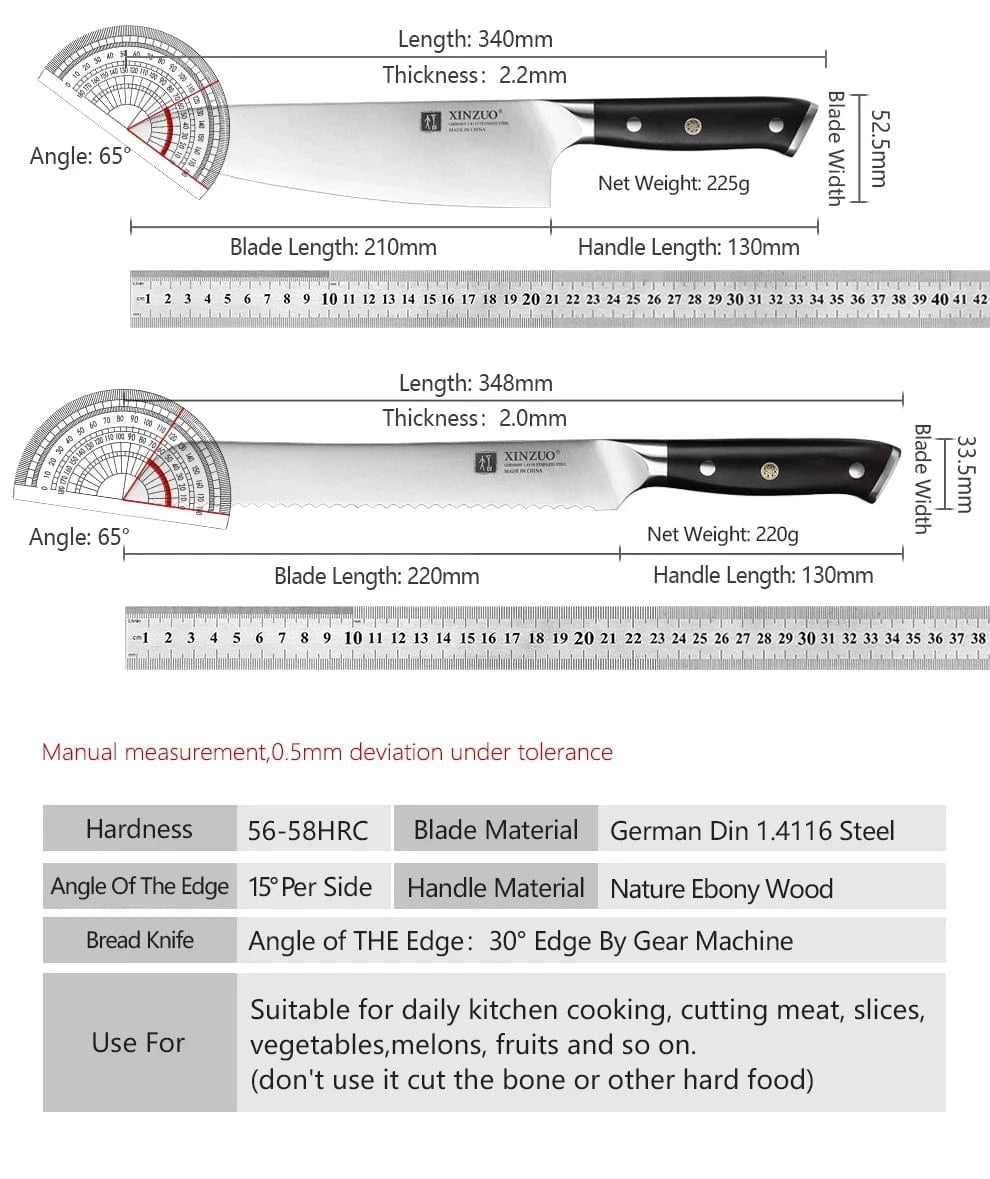 China Kitchen Knife XINZUO 1pcs-5pcs Kitchen Knives Set