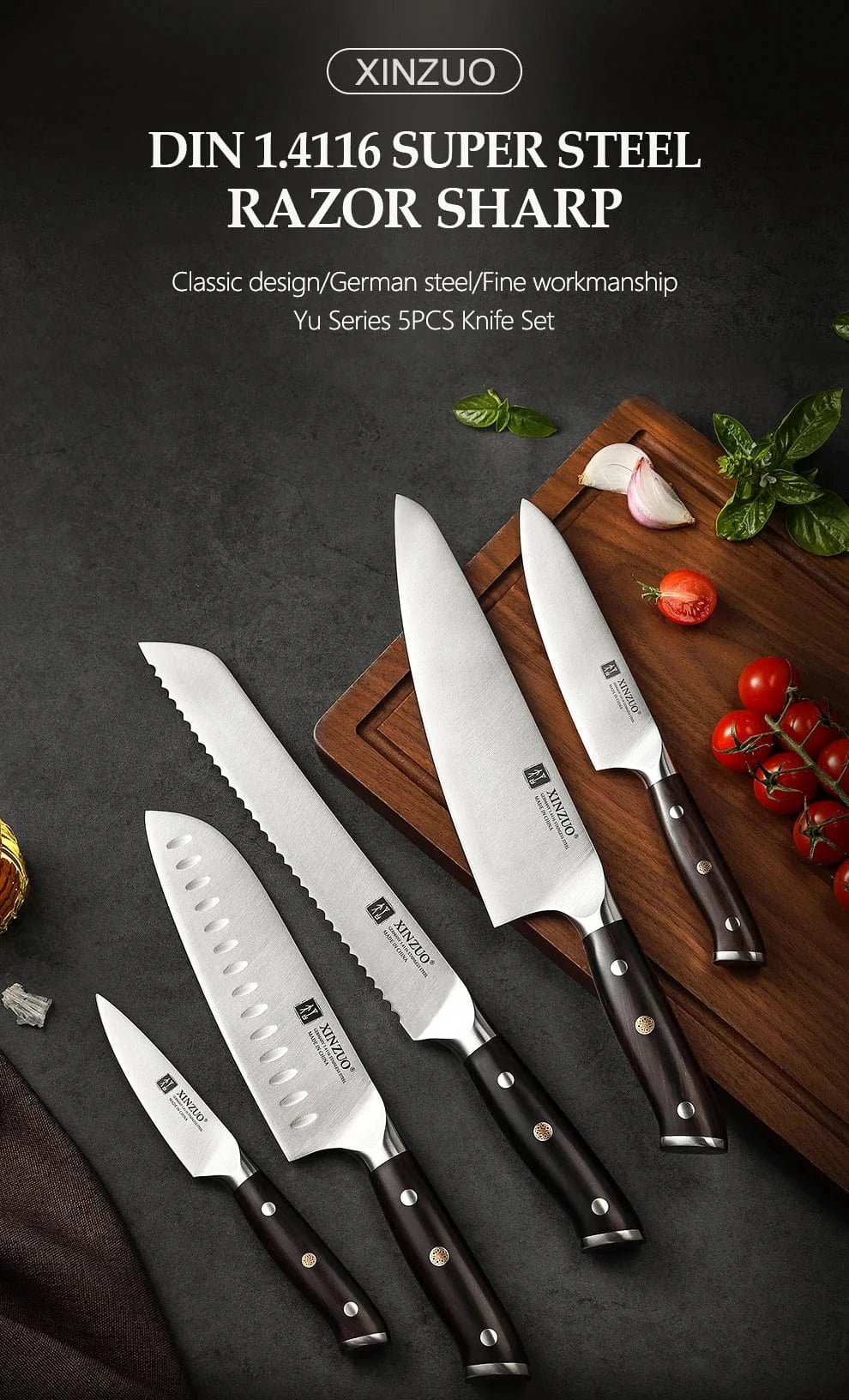 China Kitchen Knife XINZUO 1pcs-5pcs Kitchen Knives Set