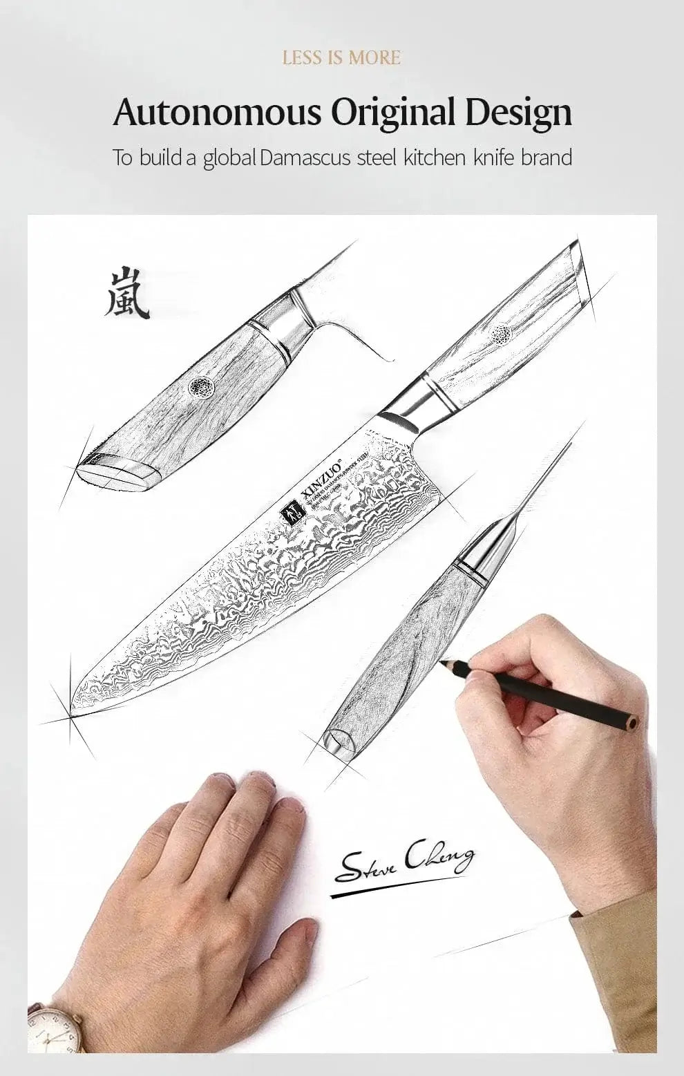 China Kitchen Knife XINZUO 73 Layers Damascus Steel 1pc Or 2pcs Knife Set