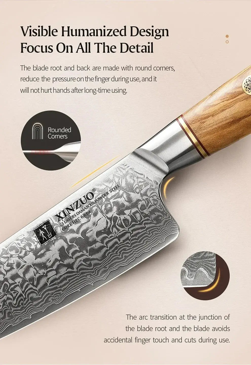 China Kitchen Knife XINZUO 73 Layers Damascus Steel 1pc Or 2pcs Knife Set