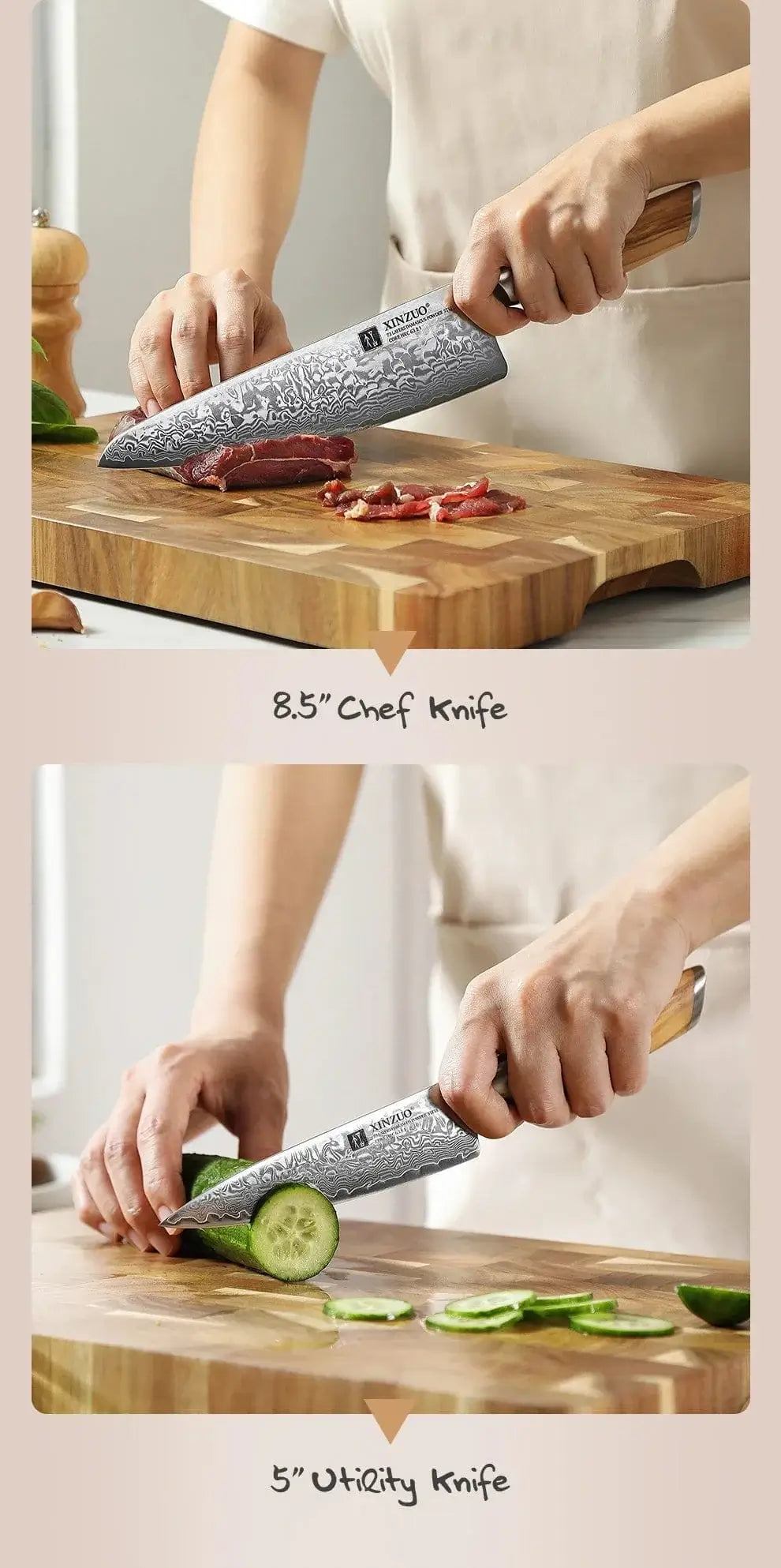 China Kitchen Knife XINZUO 73 Layers Damascus Steel 1pc Or 2pcs Knife Set