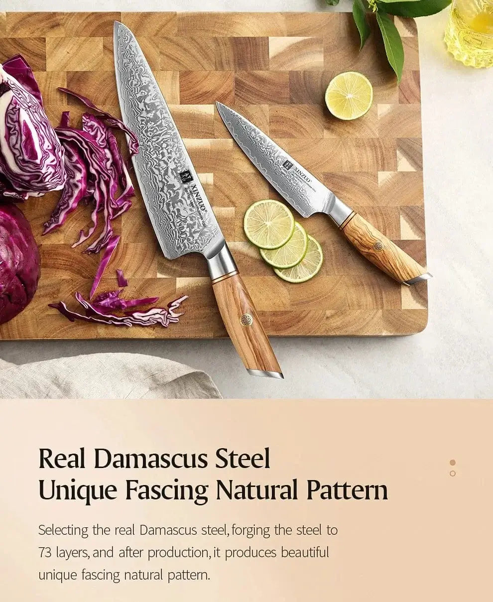 China Kitchen Knife XINZUO 73 Layers Damascus Steel 1pc Or 2pcs Knife Set