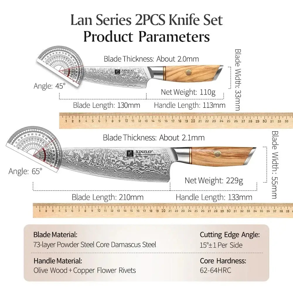 China Kitchen Knife XINZUO 73 Layers Damascus Steel 1pc Or 2pcs Knife Set