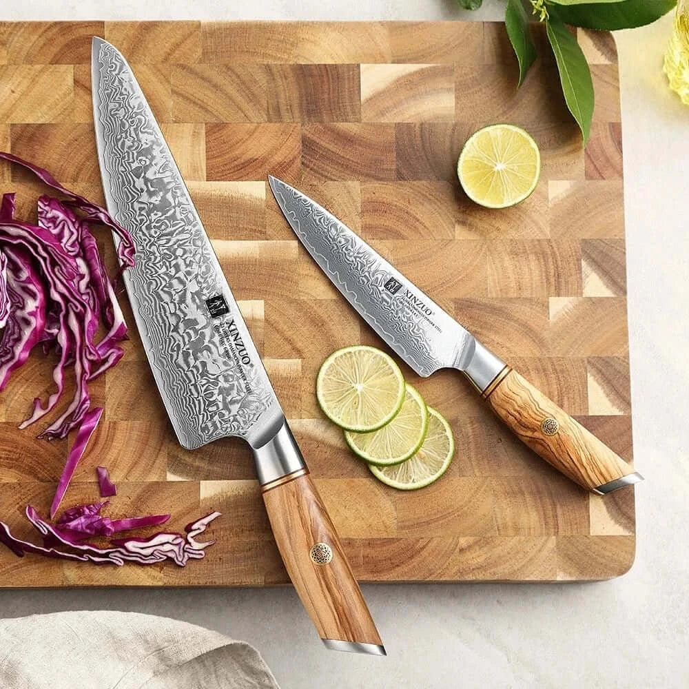 China Kitchen Knife XINZUO 73 Layers Damascus Steel 1pc Or 2pcs Knife Set