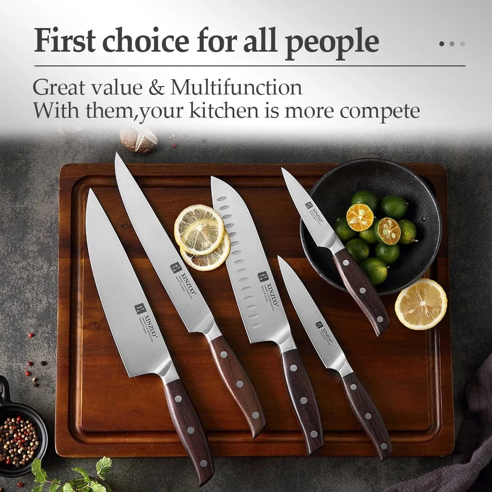 China Kitchen Knife XINZUO High Quality 3.5+5+8+8+8"  Paring Utility Cleaver Chef Knife Germany