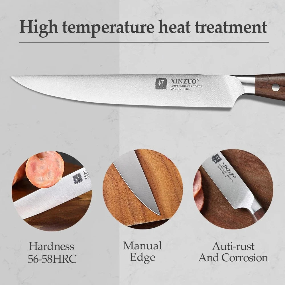 China Kitchen Knife XINZUO High Quality 3.5+5+8+8+8"  Paring Utility Cleaver Chef Knife Germany