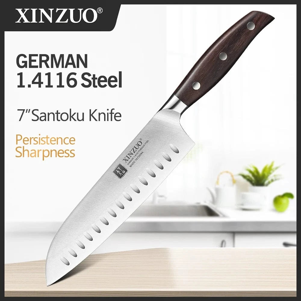 China Kitchen Knife Zhi-Santoku Knife / CHINA XINZUO High Quality 3.5+5+8+8+8"  Paring Utility Cleaver Chef Knife Germany