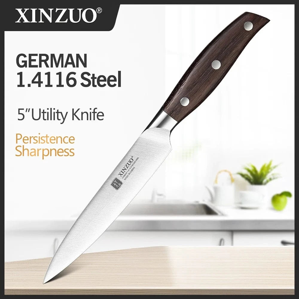 China Kitchen Knife Zhi-Utility Knife / CHINA XINZUO High Quality 3.5+5+8+8+8"  Paring Utility Cleaver Chef Knife Germany
