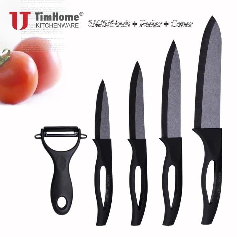 China Knife China black blade 1 Beauty Gifts  Zirconia Ceramic Knife Set Kitchen knives fruit  paring knife 5"6"with covers