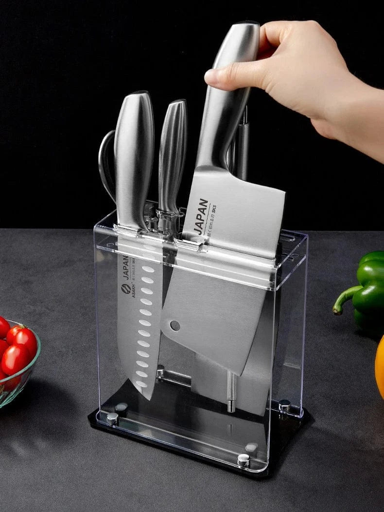 China Knife Set 1-7pcs Chef Knife Set Hollow Handle Knife Set Stainless Steel Household Slicing Kitchen Knives Meat Cleaver Chopping Knife