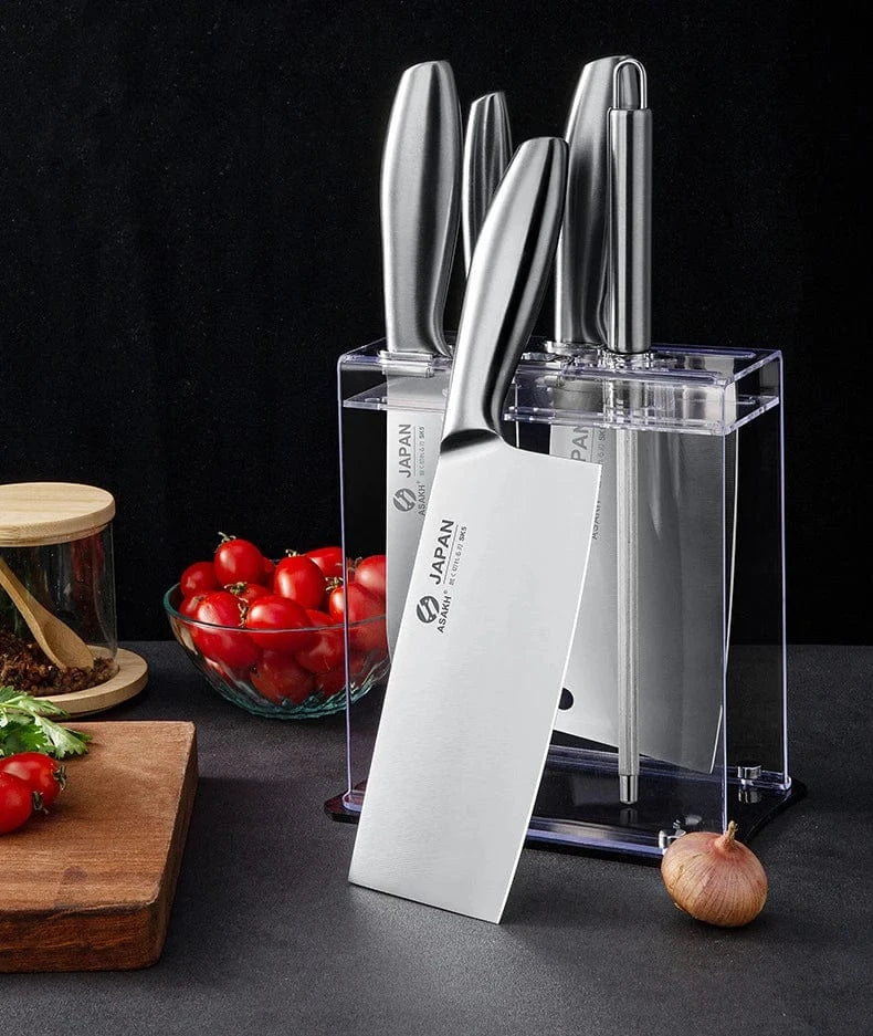 China Knife Set 1-7pcs Chef Knife Set Hollow Handle Knife Set Stainless Steel Household Slicing Kitchen Knives Meat Cleaver Chopping Knife