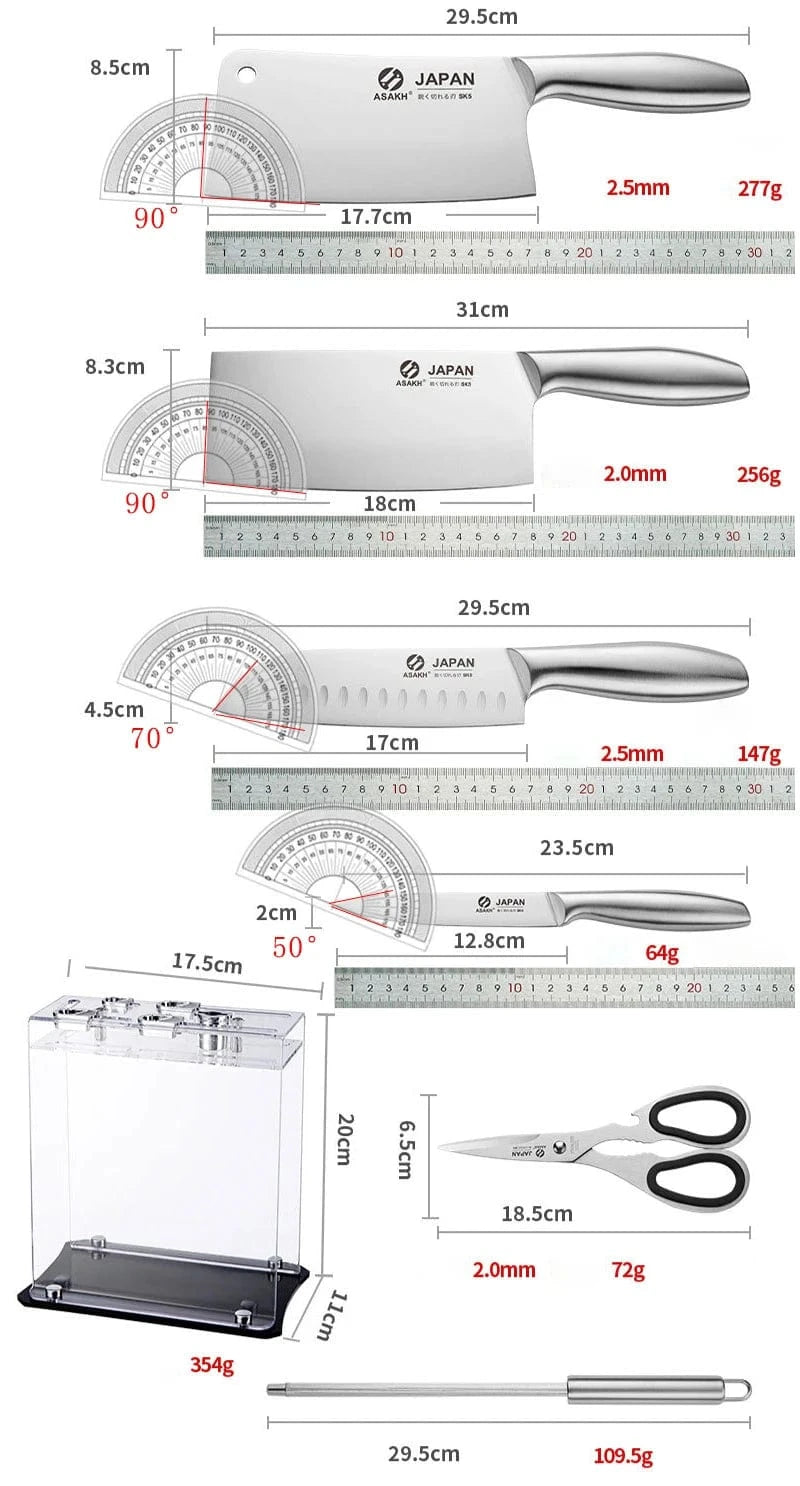 China Knife Set 1-7pcs Chef Knife Set Hollow Handle Knife Set Stainless Steel Household Slicing Kitchen Knives Meat Cleaver Chopping Knife