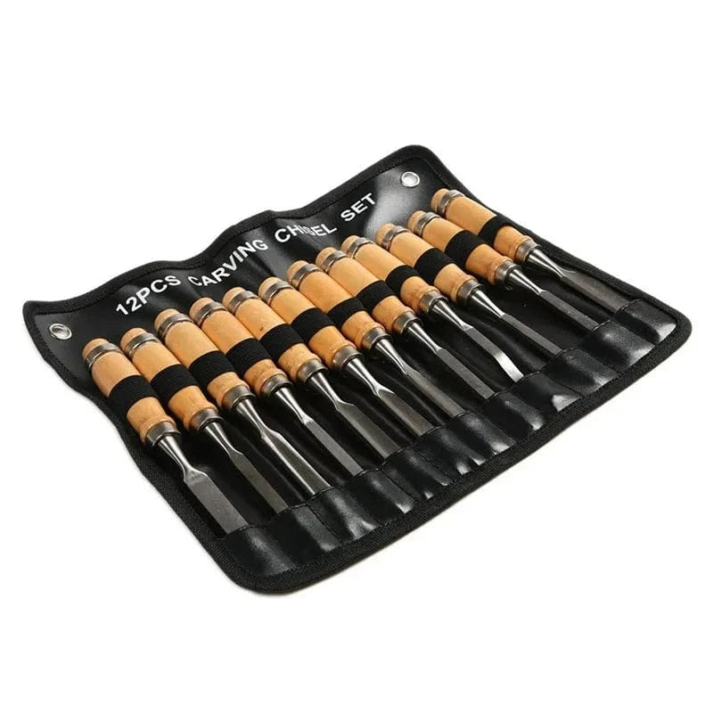 China Knife Set 12pcs set 12 Piece Carving Knife Woodworking Carving Chisel Carving Knife Set Hand Carved Flat Chisel Woodworking Carving Knife Set