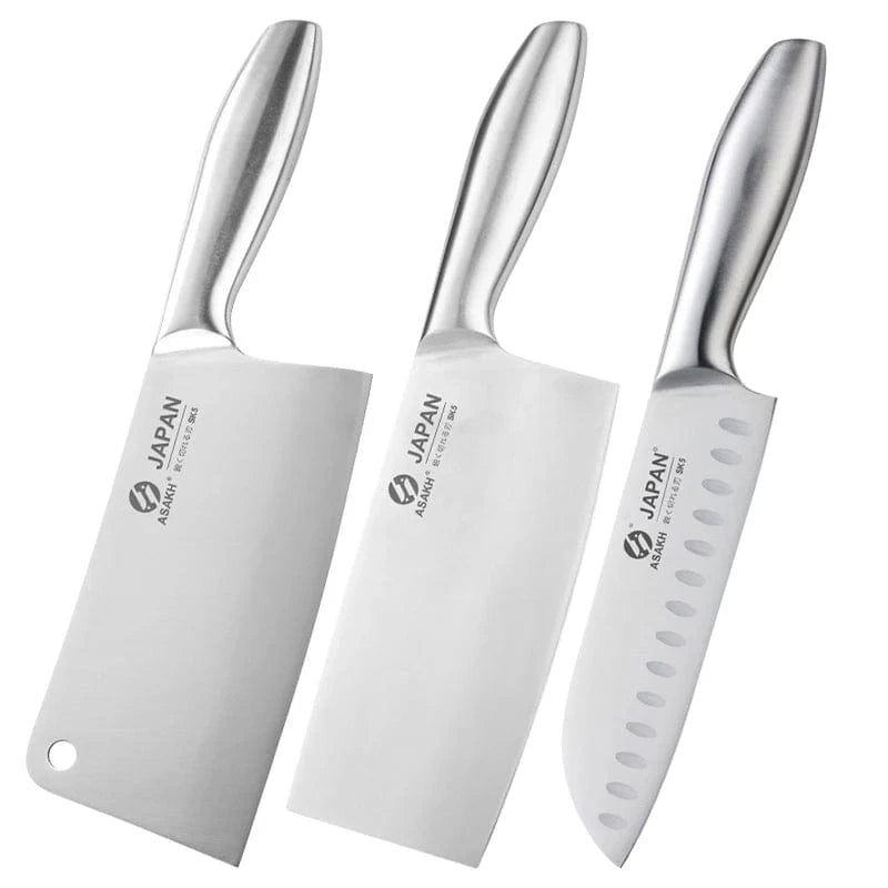 China Knife Set 3pcs 1-7pcs Chef Knife Set Hollow Handle Knife Set Stainless Steel Household Slicing Kitchen Knives Meat Cleaver Chopping Knife