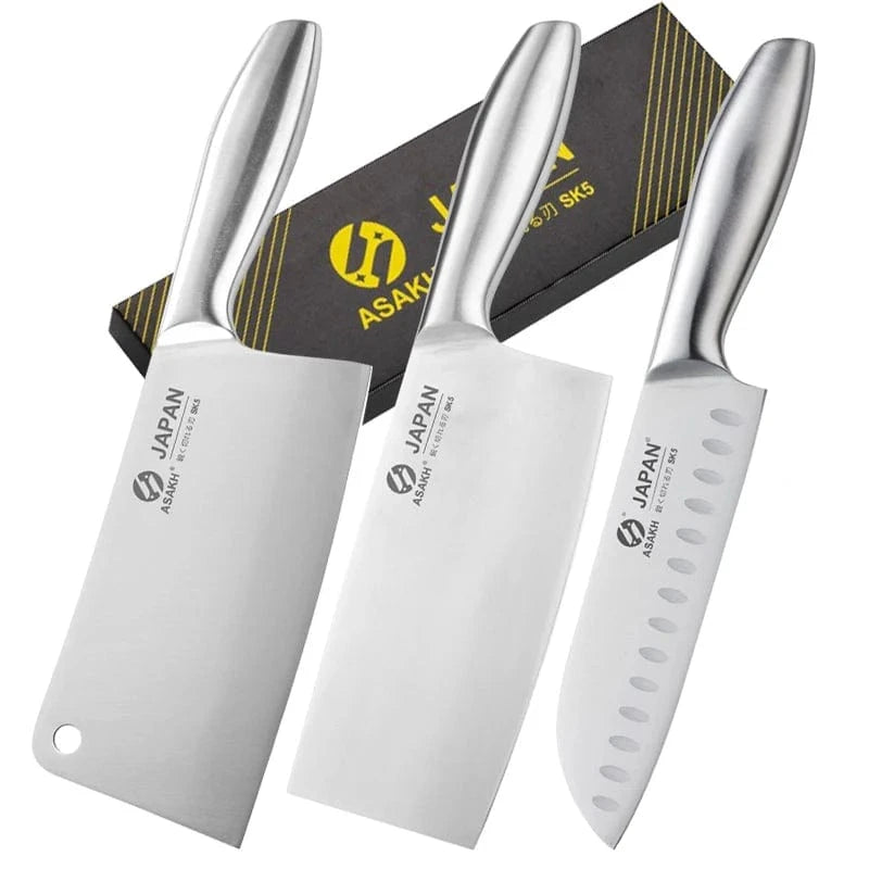 China Knife Set 3pcs with box 1-7pcs Chef Knife Set Hollow Handle Knife Set Stainless Steel Household Slicing Kitchen Knives Meat Cleaver Chopping Knife