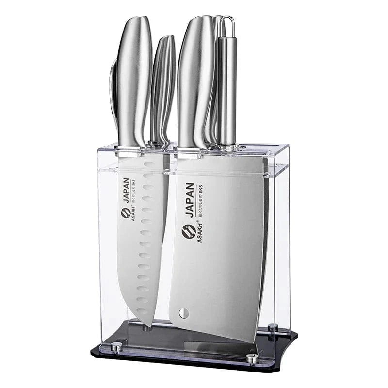 China Knife Set 7pcs 1-7pcs Chef Knife Set Hollow Handle Knife Set Stainless Steel Household Slicing Kitchen Knives Meat Cleaver Chopping Knife
