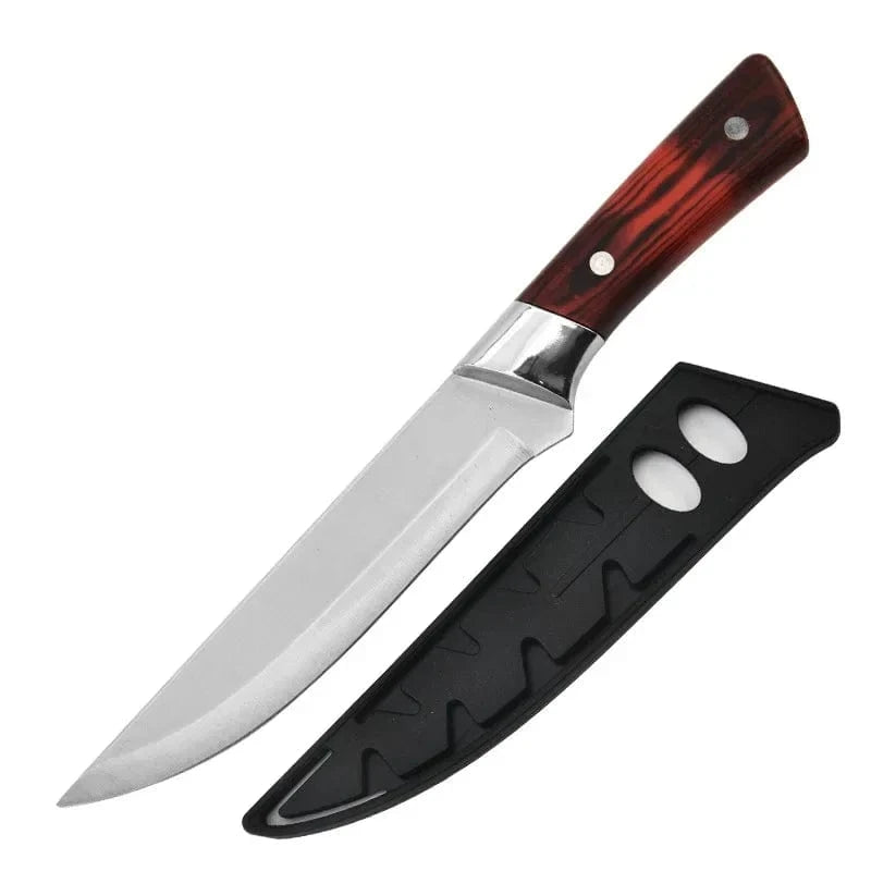 China Knife Set C with Plastic Cover 1-4pcs Kitchen Knives Forged Boning Knife Stainless Steel Chef's Knife for Cooking Fruit Knife BBQ Meat Cleaver Butcher Knives