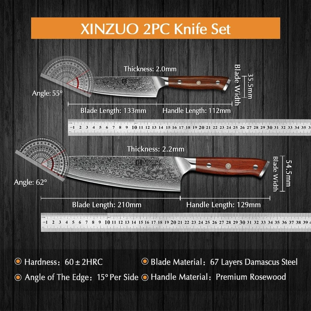 China Knife Set CHINA XINZUO 2PCS Chef Kitchen Knife Set