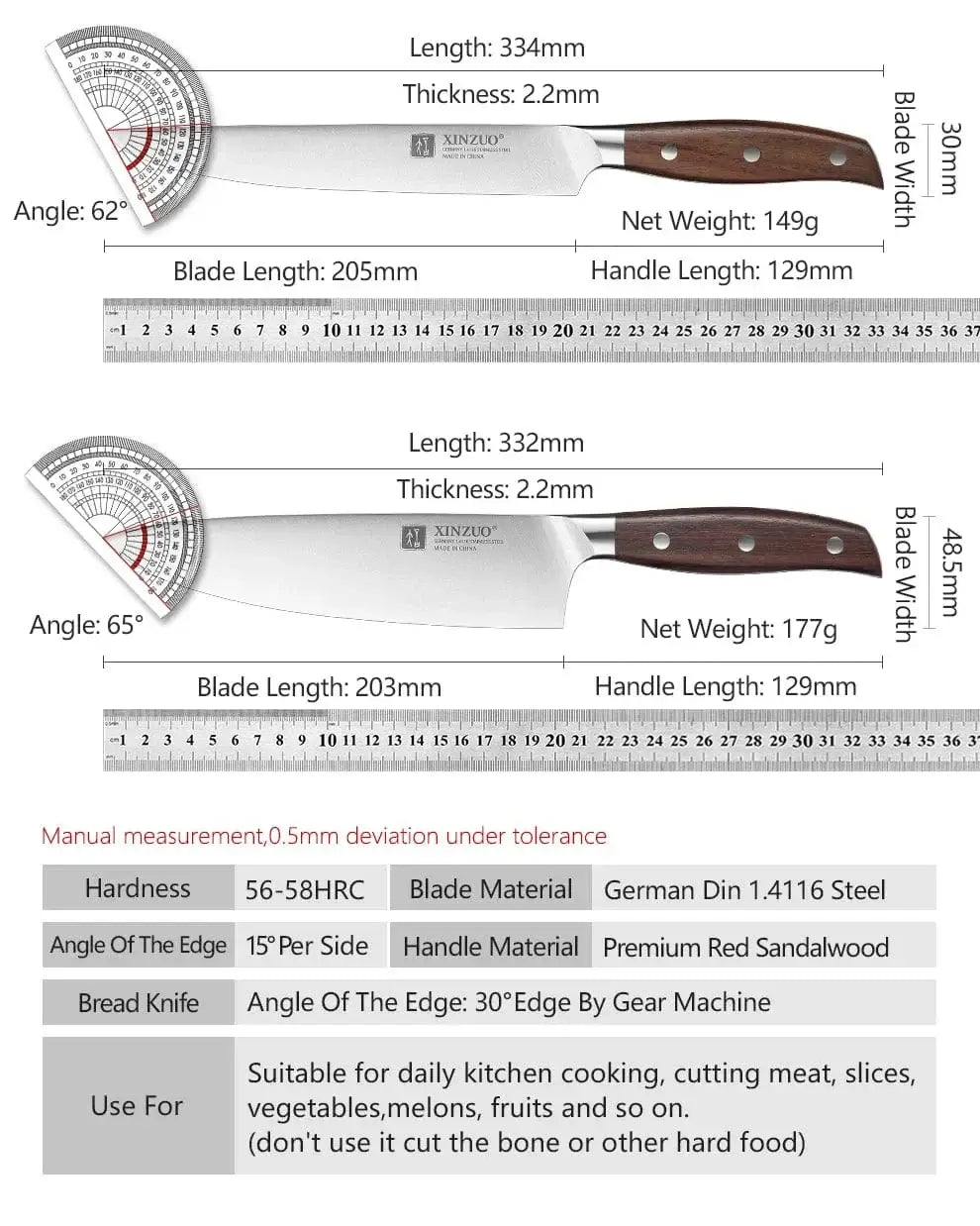 China Knife Set CHINA XINZUO Kitchen Tools 6 PCS Kitchen Knife Set