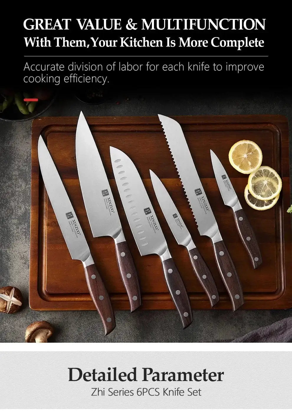 China Knife Set CHINA XINZUO Kitchen Tools 6 PCS Kitchen Knife Set
