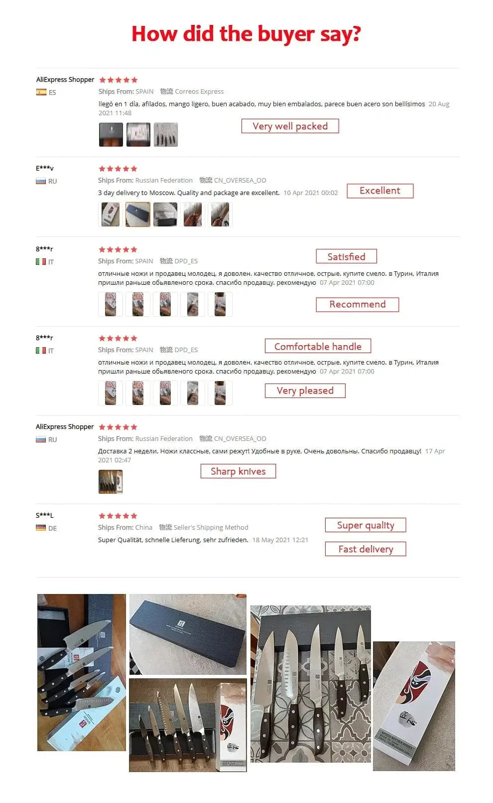 China Knife Set CHINA XINZUO Kitchen Tools 6 PCS Kitchen Knife Set