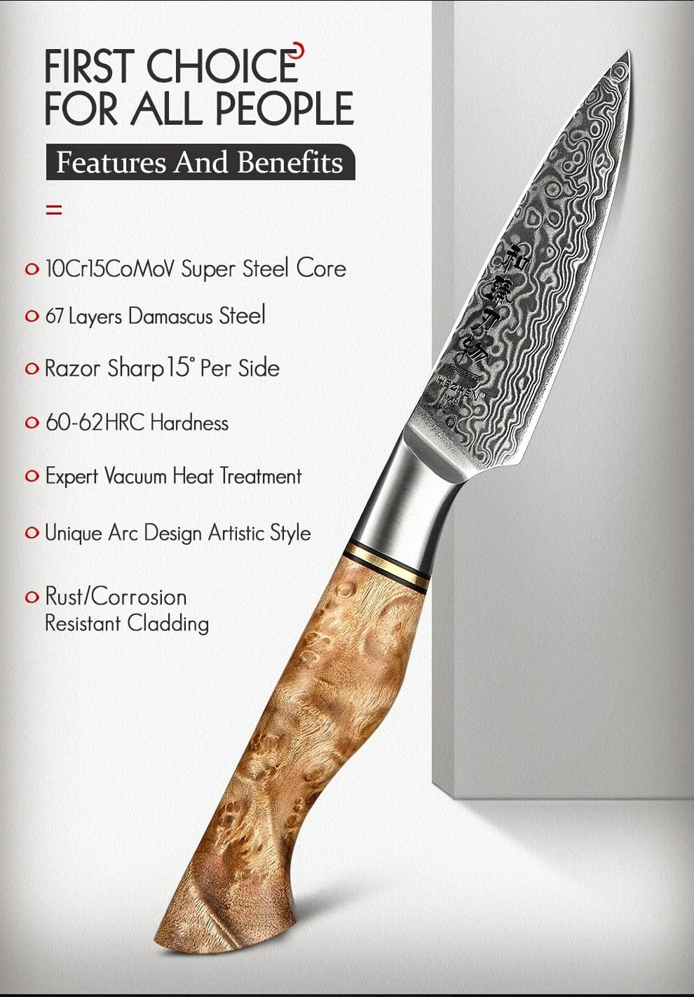 China Knife Set HEZHEN 1  to 5PC Knife Set Professional Damascus Steel  Chef Santoku Bread Utility Paring Cook Knife For Meat Sharp Kitchen Knife