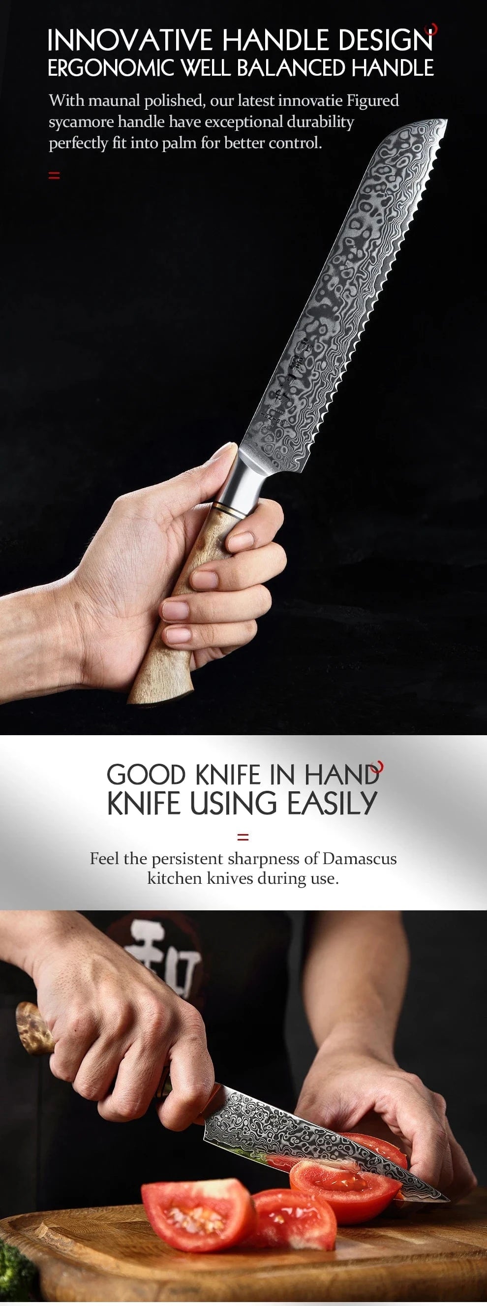 China Knife Set HEZHEN 1  to 5PC Knife Set Professional Damascus Steel  Chef Santoku Bread Utility Paring Cook Knife For Meat Sharp Kitchen Knife