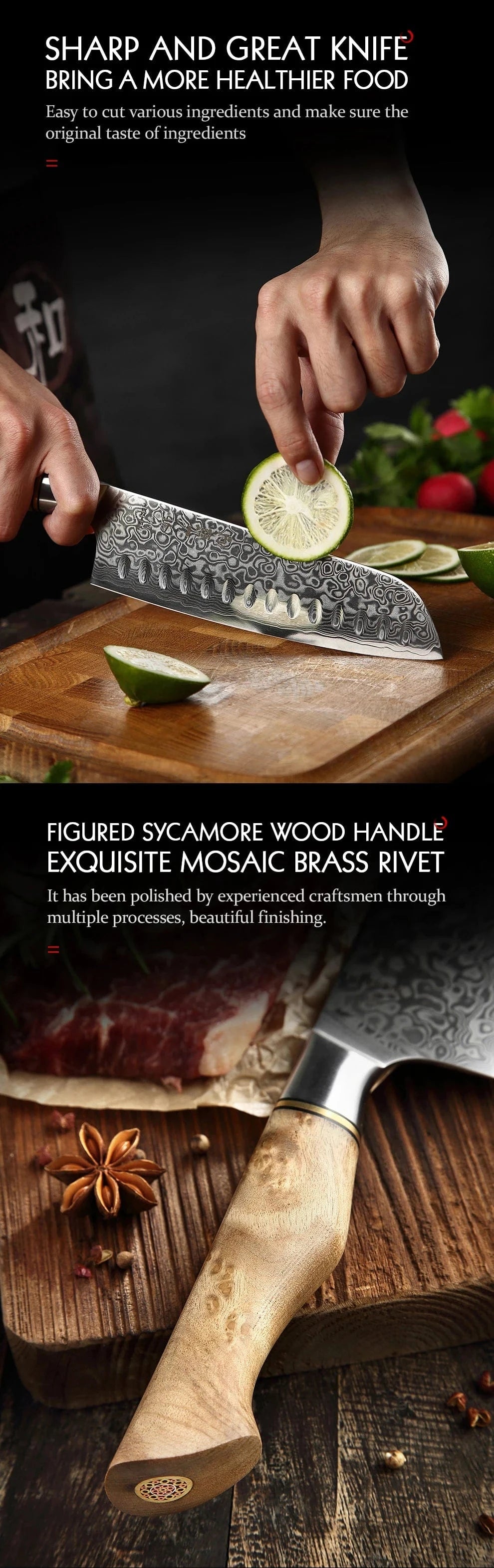 China Knife Set HEZHEN 1  to 5PC Knife Set Professional Damascus Steel  Chef Santoku Bread Utility Paring Cook Knife For Meat Sharp Kitchen Knife