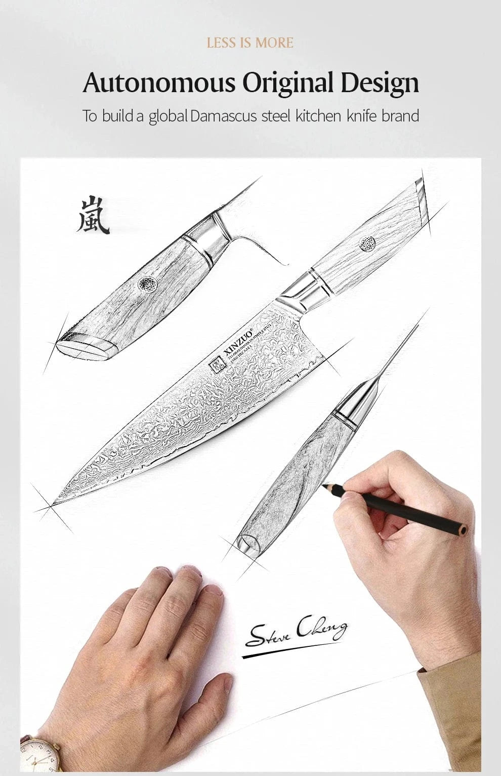 China Knife Set XINZUO 3PCS Knife Set 73 Layers Damascus Steel Razor Sharp Blade