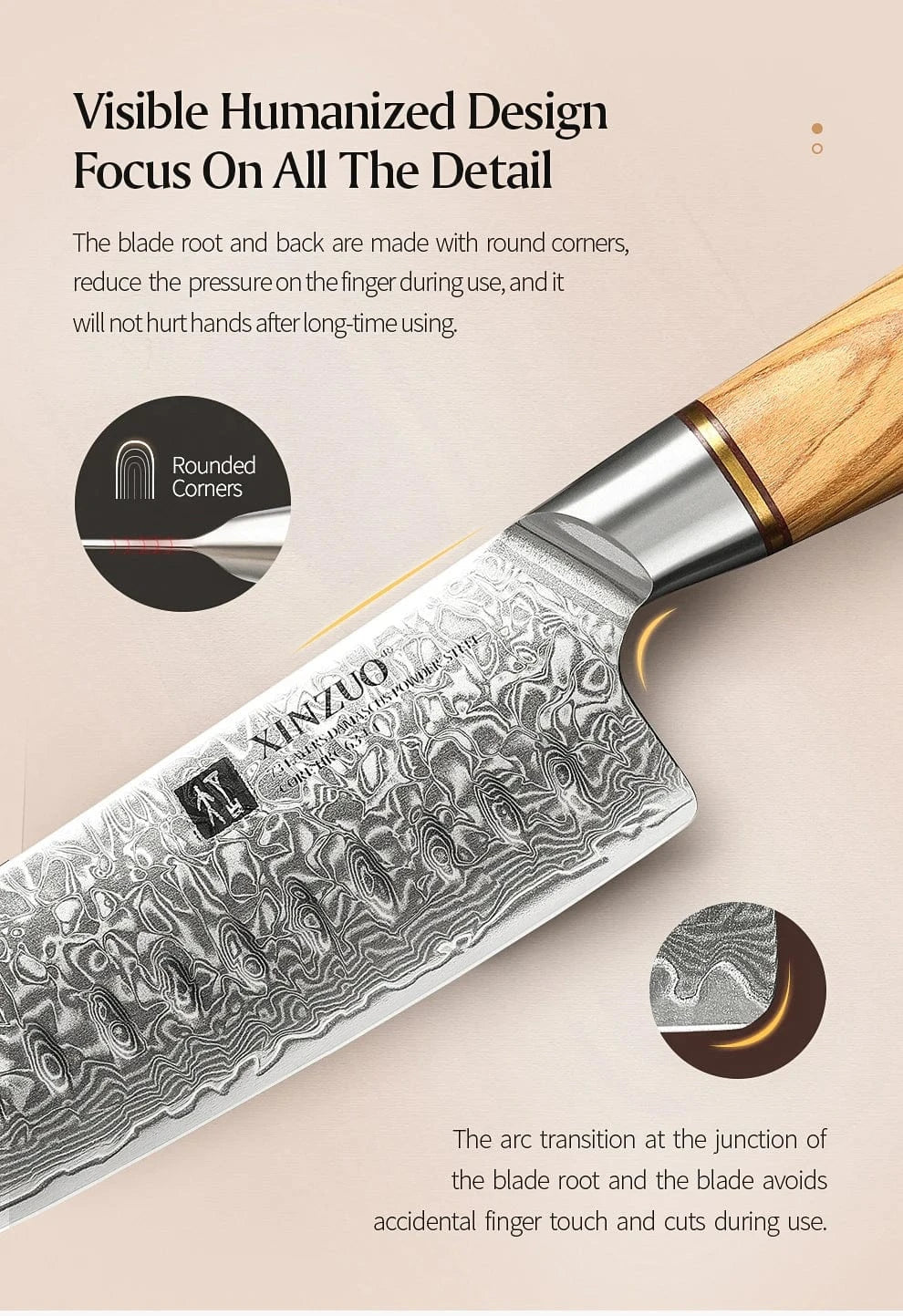 China Knife Set XINZUO 3PCS Knife Set 73 Layers Damascus Steel Razor Sharp Blade